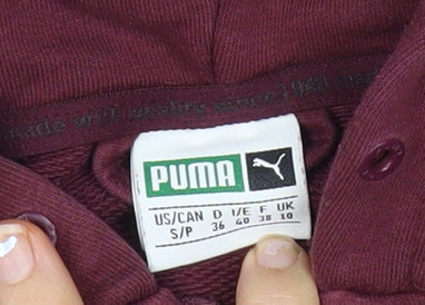Puma Womens Burgundy Full Zip Hoodie Jacket Size 10 UK Logo Sportswear