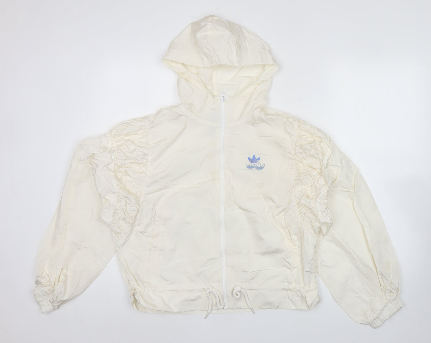 Adidas Women’s Ivory XS Cropped Windbreaker Hooded Jacket