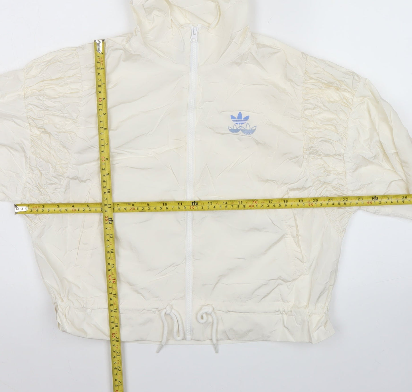Adidas Women’s Ivory XS Cropped Windbreaker Hooded Jacket