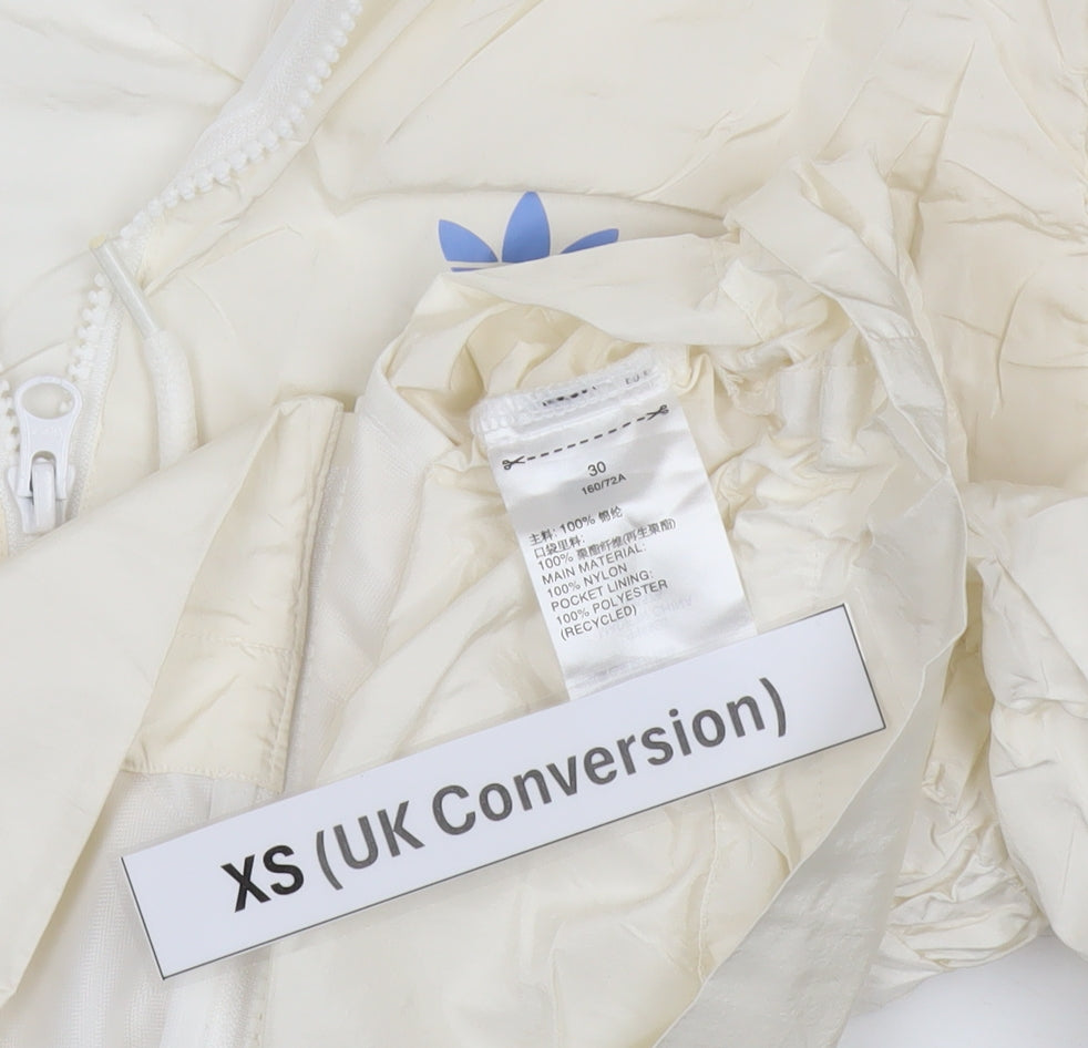 Adidas Women’s Ivory XS Cropped Windbreaker Hooded Jacket