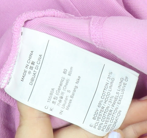Nike Women’s Pink Full Zip Hoodie Sweatshirt Size S Cotton Blend