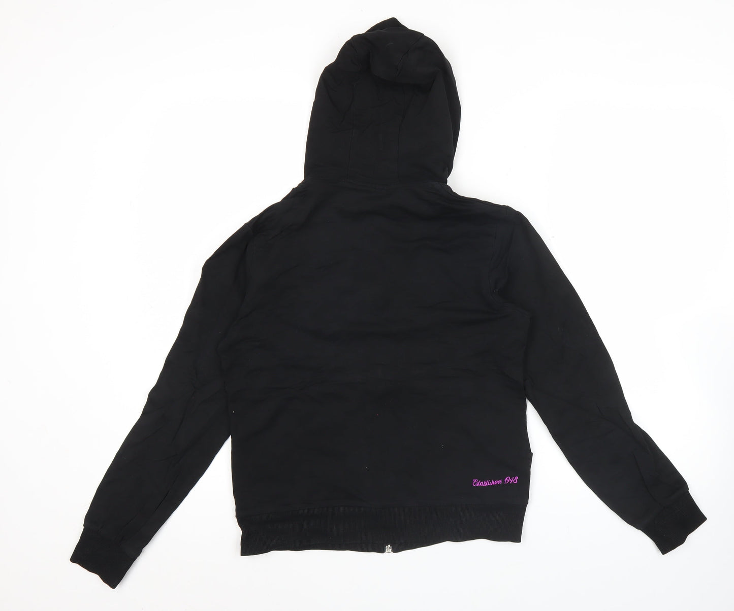 Puma Women's Black Full Zip Hoodie L Sports Logo Cotton