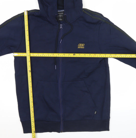 Skechers Men's Blue XS Full Zip Hoodie with Logo & Pockets