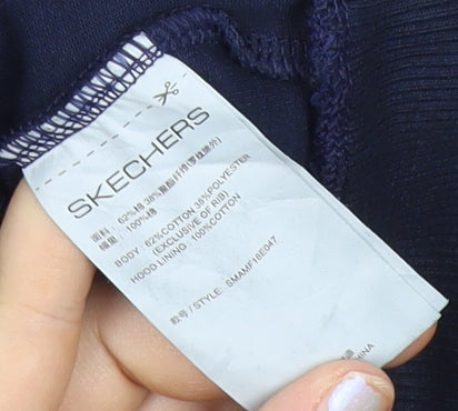 Skechers Men's Blue XS Full Zip Hoodie with Logo & Pockets