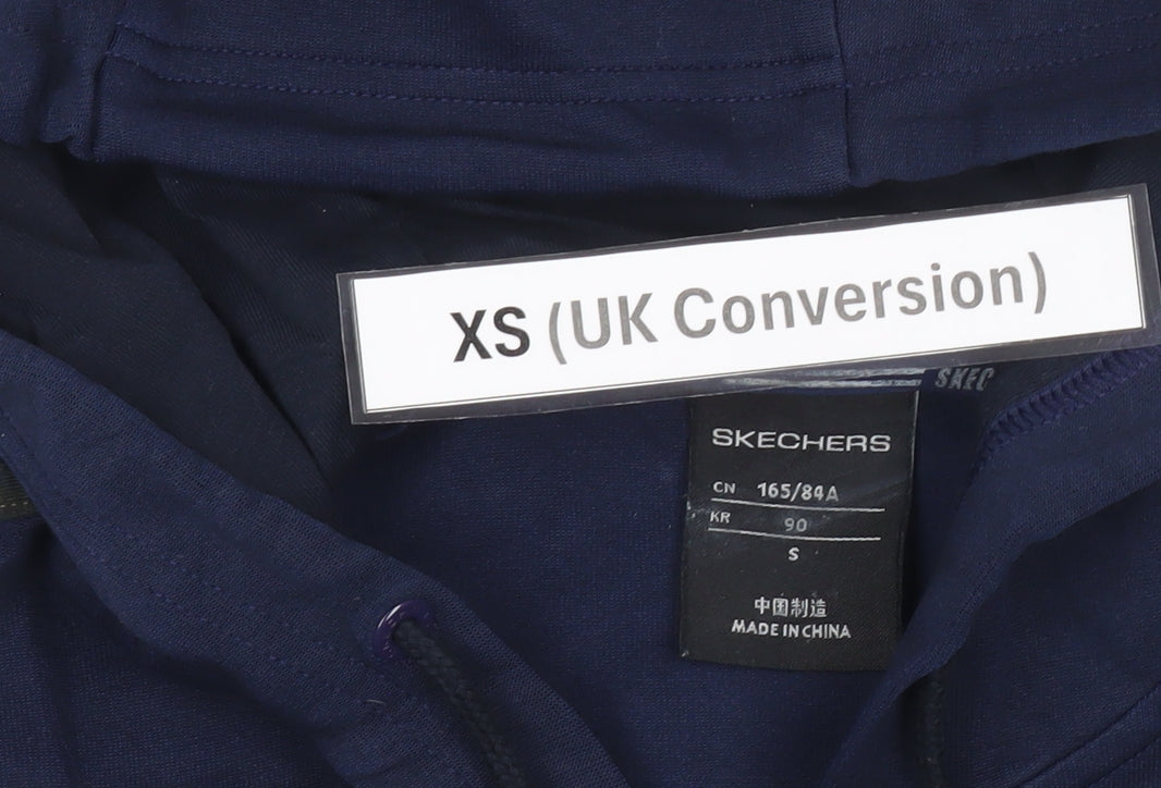 Skechers Men's Blue XS Full Zip Hoodie with Logo & Pockets