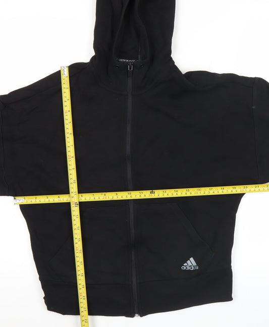 Adidas Womens Black Size 10 Full Zip Hoodie Sweatshirt