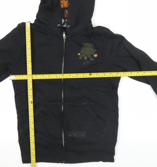 Nike Womens Black Full Zip Hoodie Size M Graphic Logo Sportswear