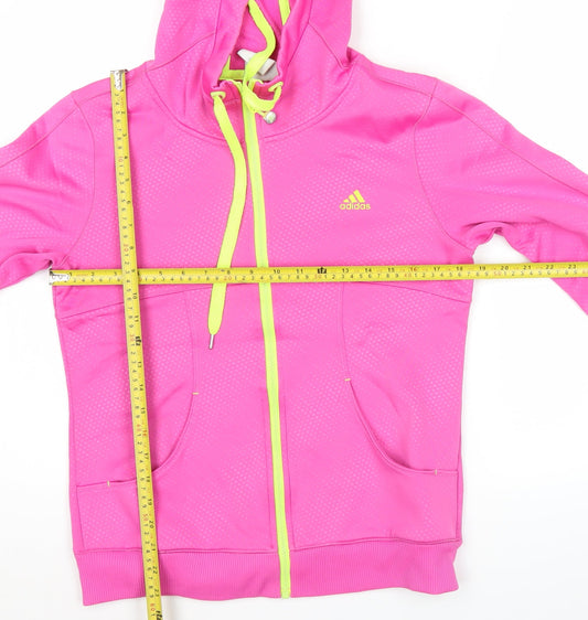Adidas Womens Pink Zip Hoodie Size 14 Full Zip Sports Jacket