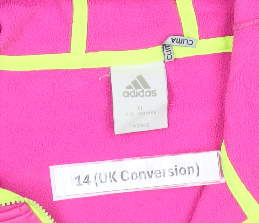 Adidas Womens Pink Zip Hoodie Size 14 Full Zip Sports Jacket