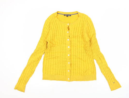 Tommy Hilfiger Womens Yellow Cotton Cardigan Jumper Size S
