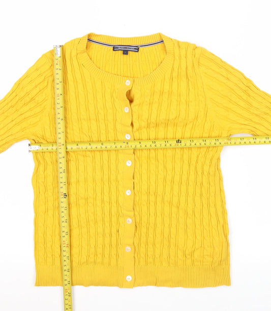 Tommy Hilfiger Womens Yellow Cotton Cardigan Jumper Size S