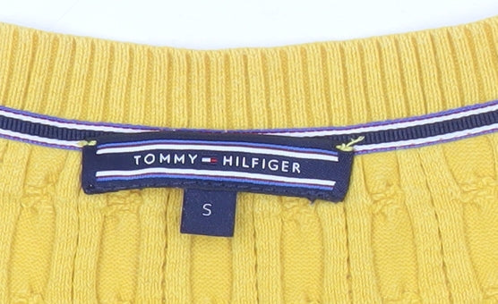 Tommy Hilfiger Womens Yellow Cotton Cardigan Jumper Size S
