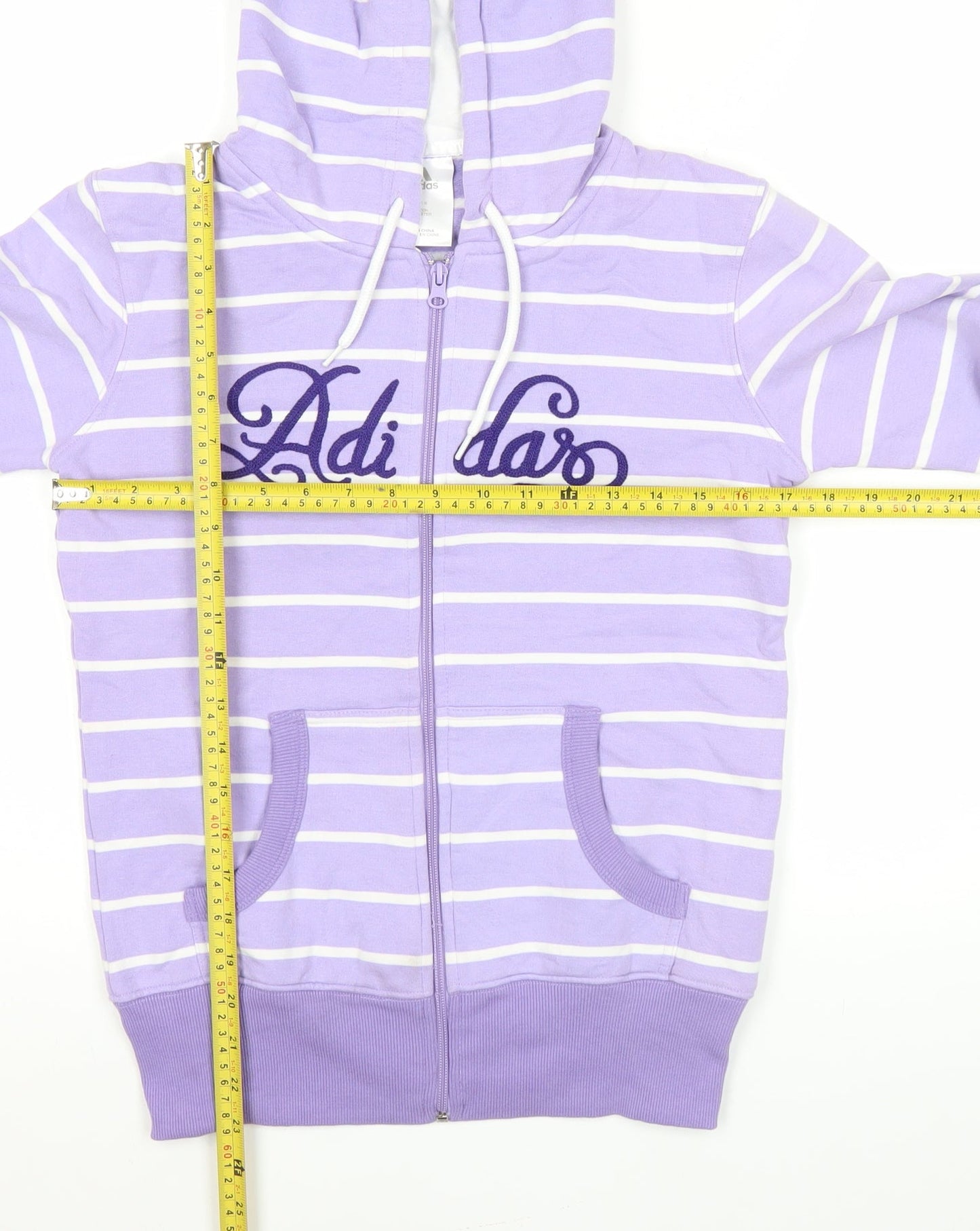 Adidas Women’s Purple Striped Full Zip Hoodie Size 8