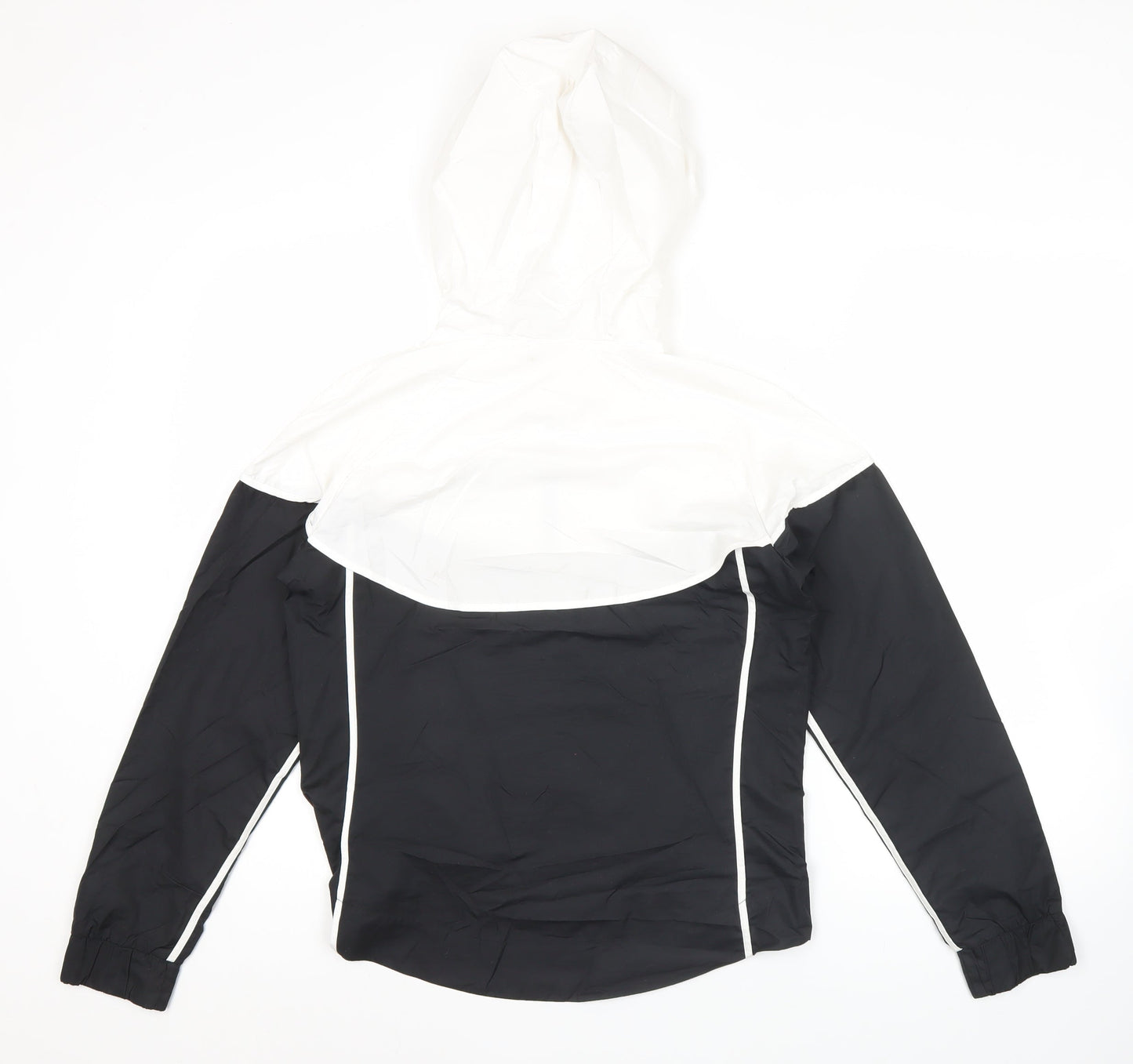 Nike Women's Black White Small Windbreaker Hooded Jacket