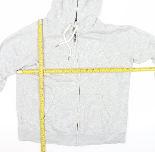 Nike Women’s Grey Full Zip Hoodie Sweatshirt Size L Cotton Blend