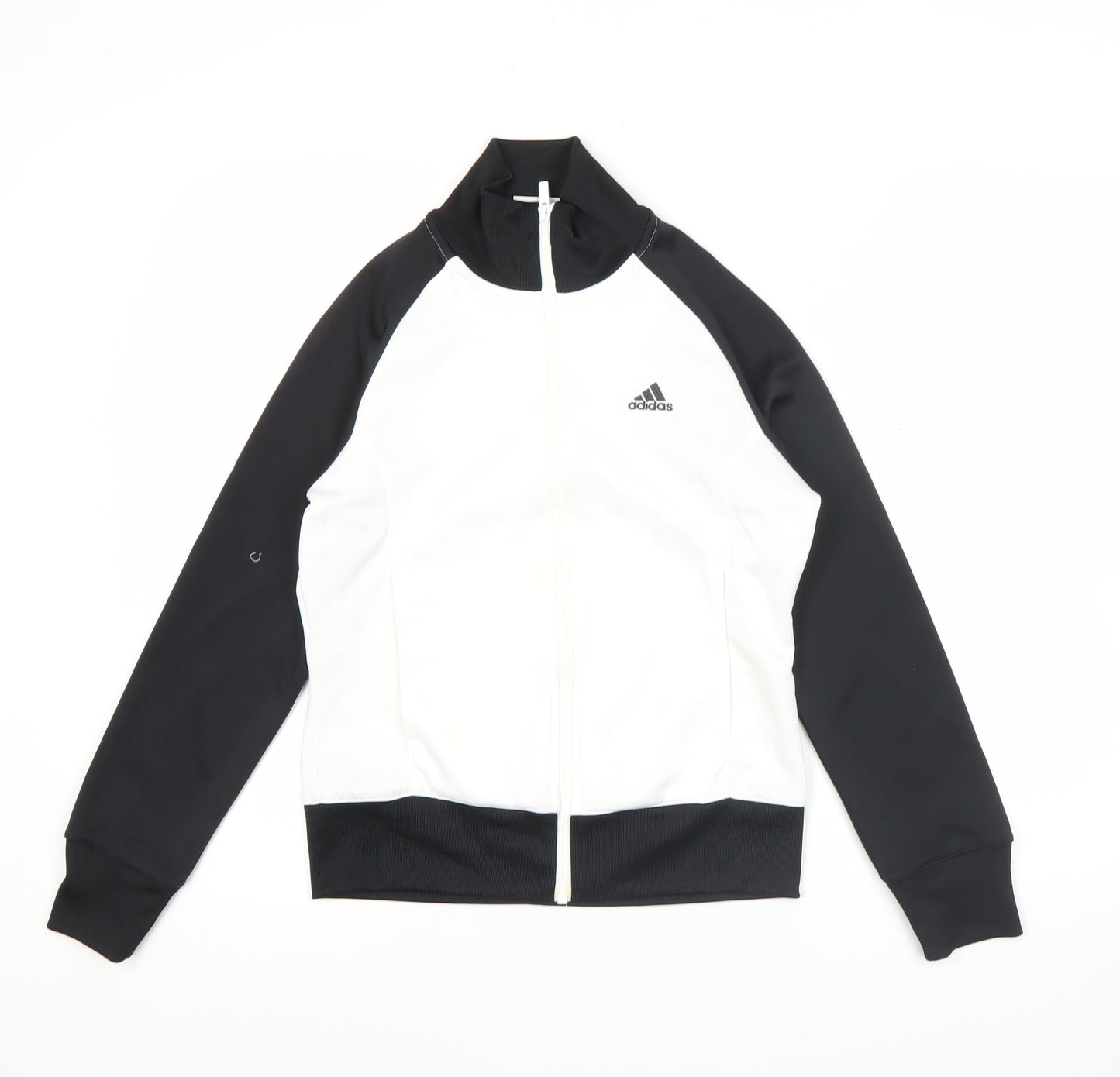 Adidas Womens Black White Track Jacket Size 6 Full Zip Activewear