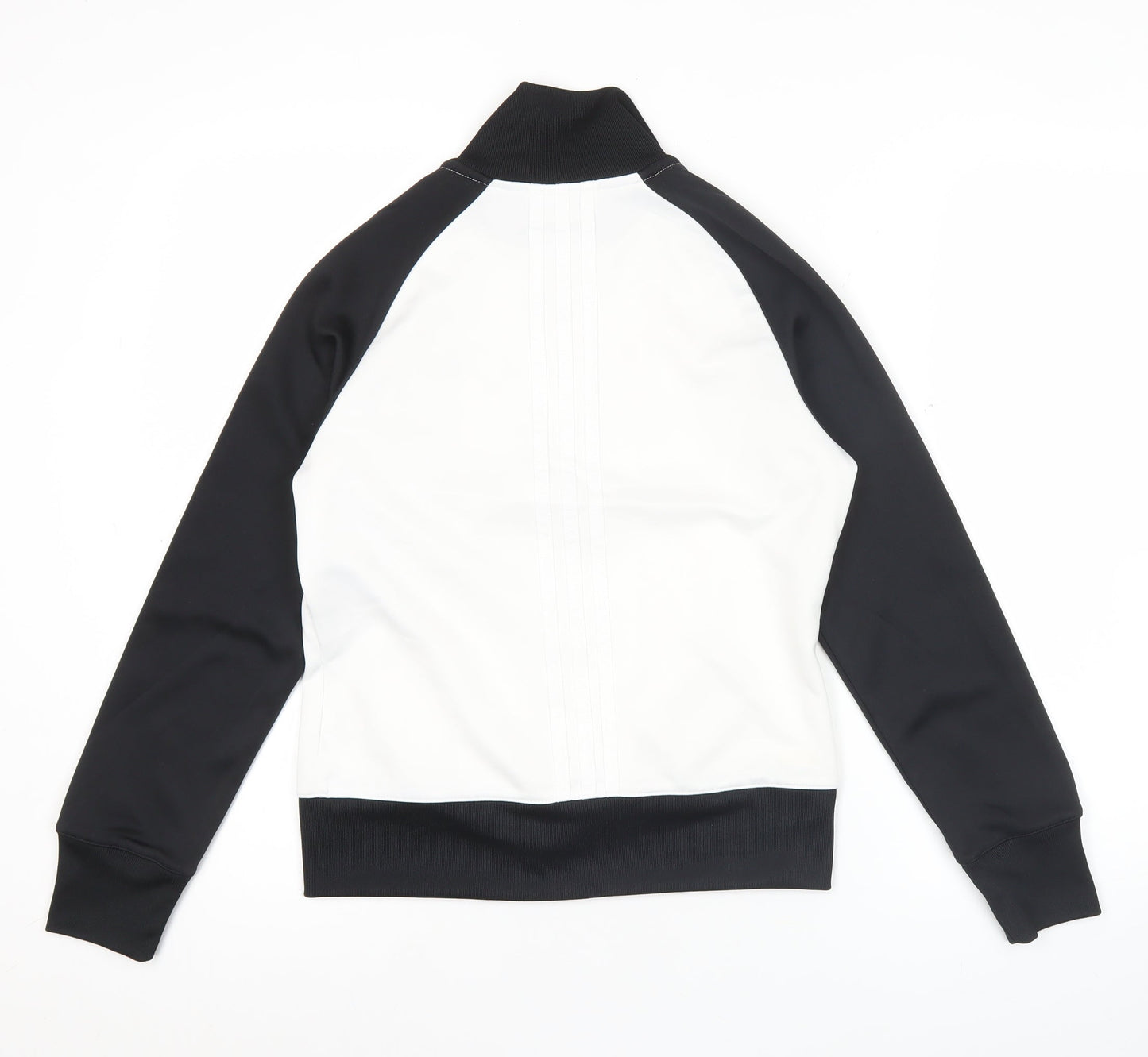 Adidas Womens Black White Track Jacket Size 6 Full Zip Activewear