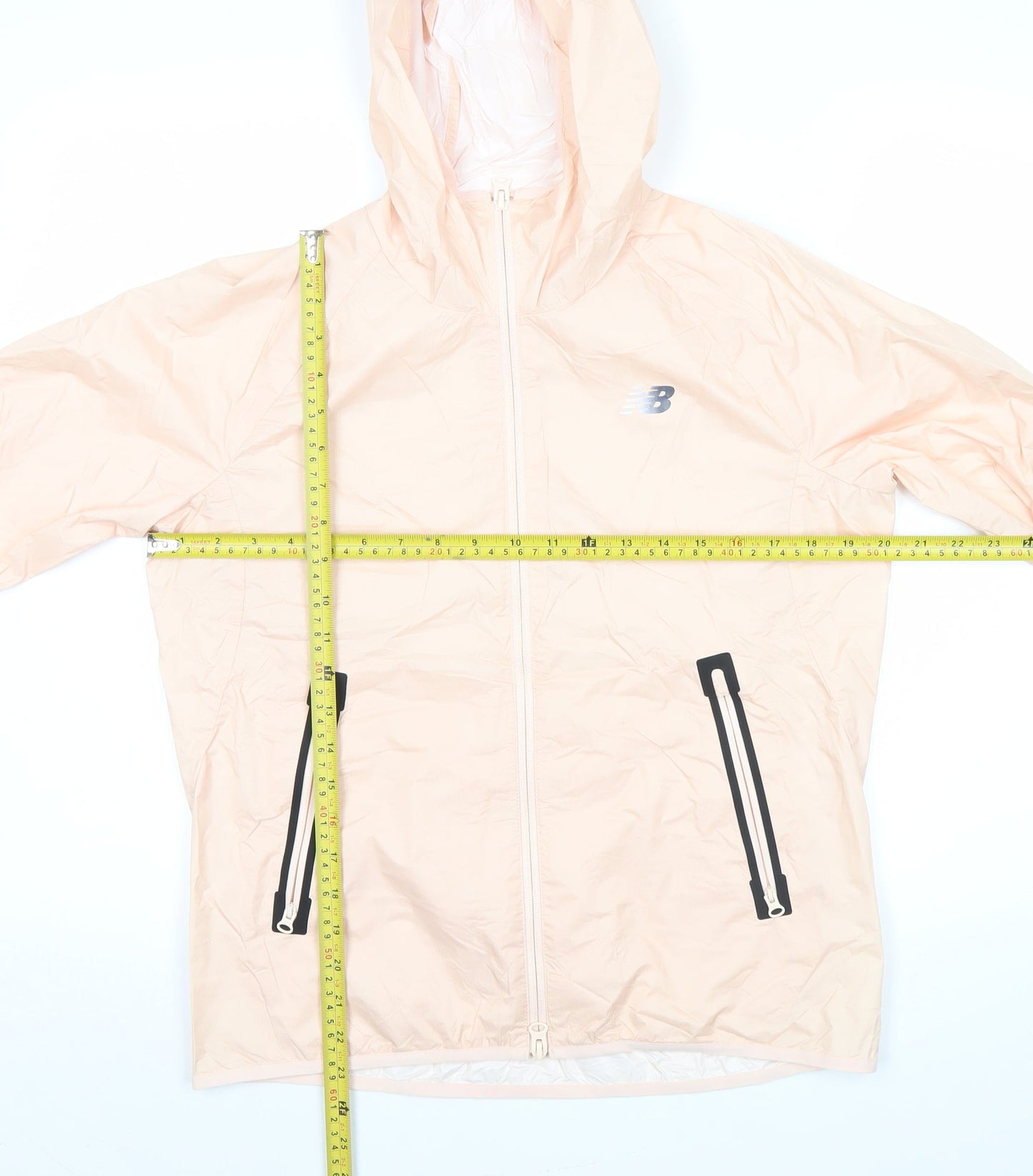 New Balance Womens Beige Windbreaker Jacket S Hooded Lightweight