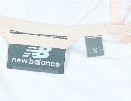 New Balance Womens Beige Windbreaker Jacket S Hooded Lightweight