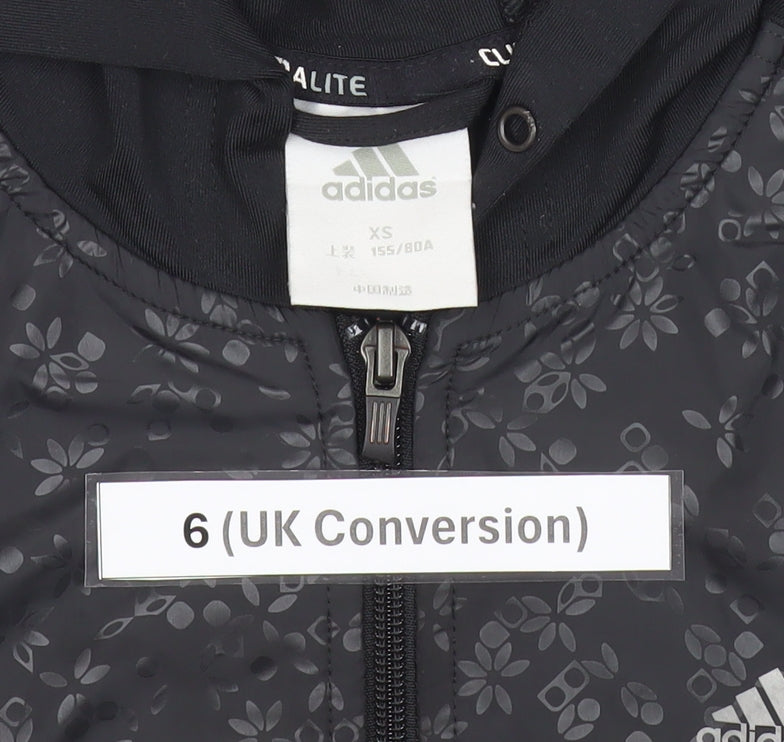 Adidas Womens Black Size 6 Full Zip Hooded Sports Hoodie Jacket