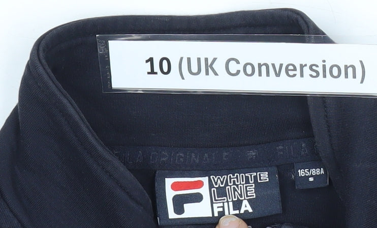 Fila Womens Black Track Jacket UK 10 Slim Fit Full Zip Sportswear