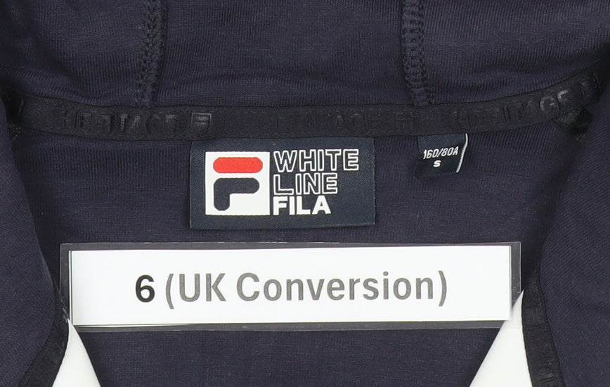 Fila Womens Blue Floral Full Zip Hoodie Size 6 Regular Fit