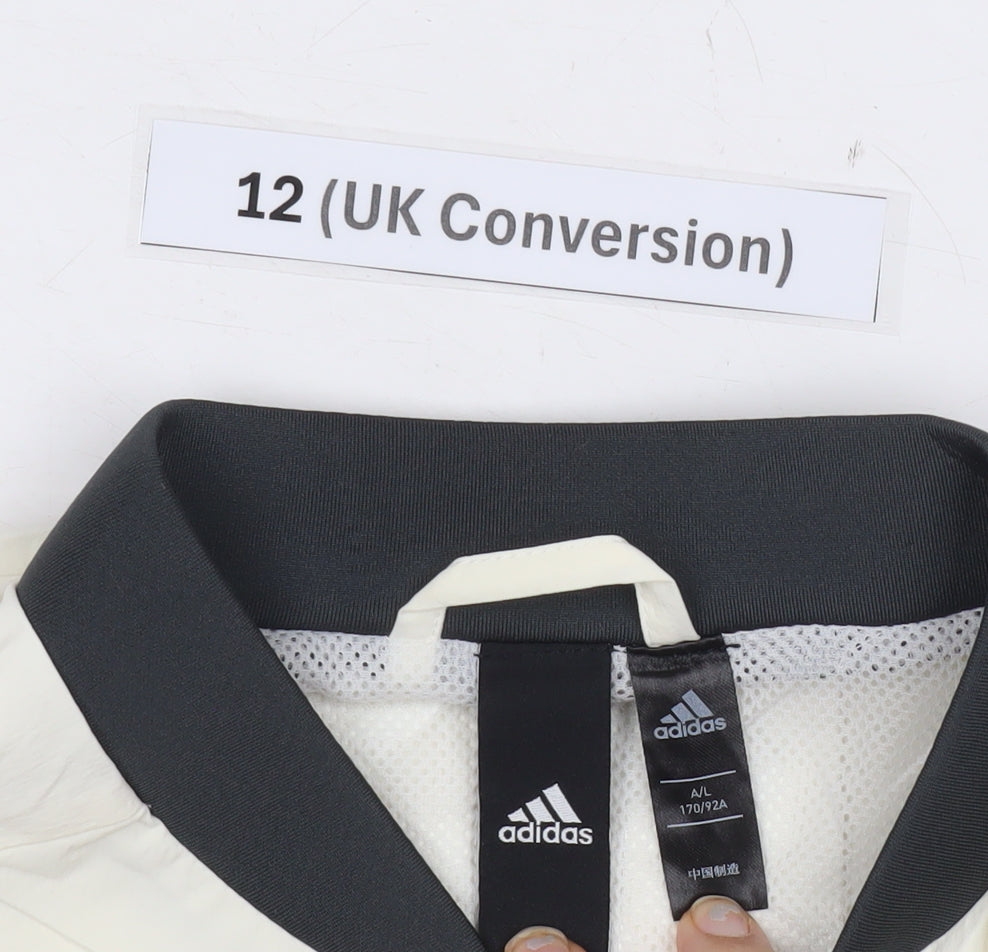 Adidas Womens Ivory Size 12 Full Zip Training Jacket