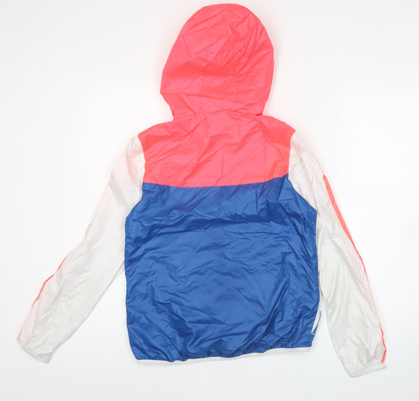 Adidas Women’s Pink White Blue Windbreaker Jacket Size 8 Hooded