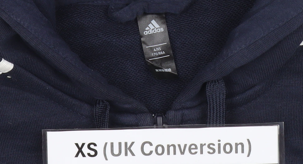 Additional view of Adidas Men’s Blue XS Full Zip Hoodie Sportswear Cotton Blend