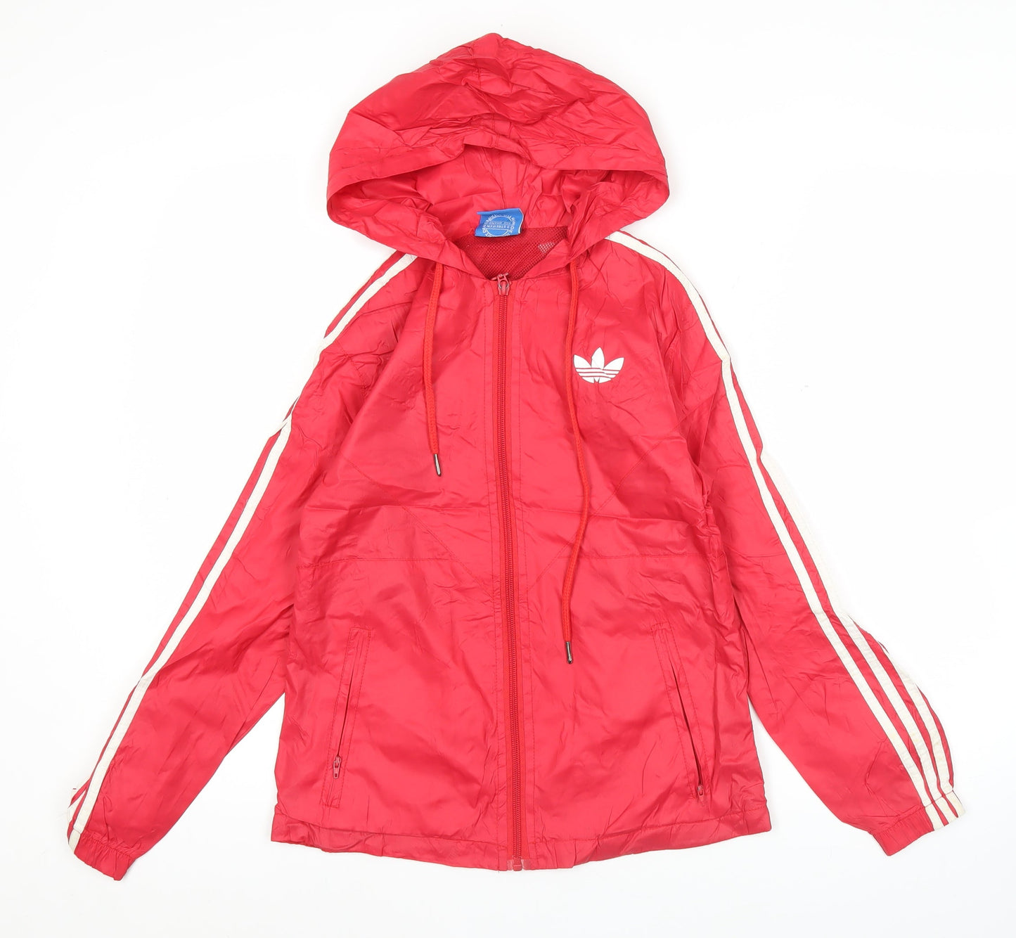 Adidas Womens Red Medium Hooded Windbreaker Jacket