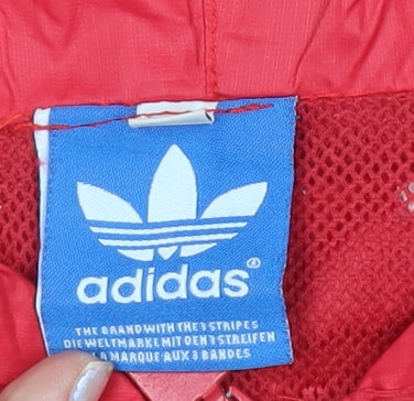 Adidas Womens Red Medium Hooded Windbreaker Jacket