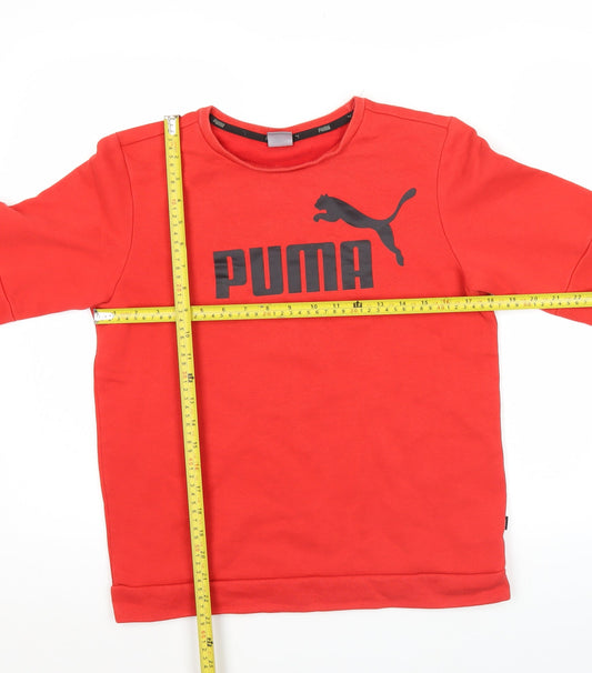 Puma Boys Red Sweatshirt 13-14 Years Crew Neck Pullover Logo Print