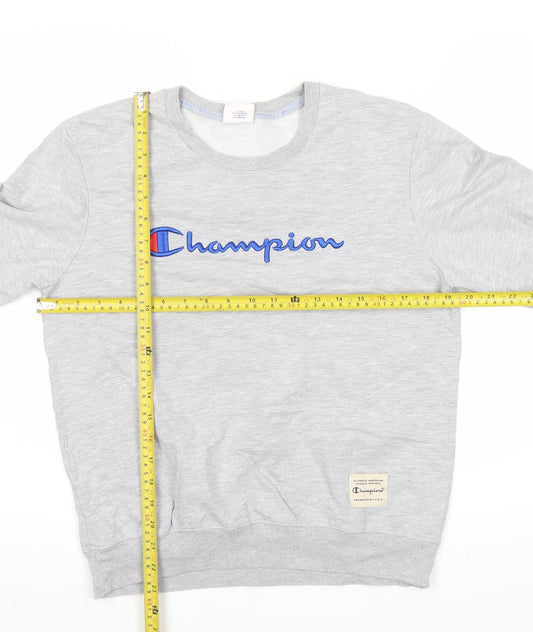 Champion Mens Grey XL Pullover Sweatshirt Crew Neck Logo Jumper
