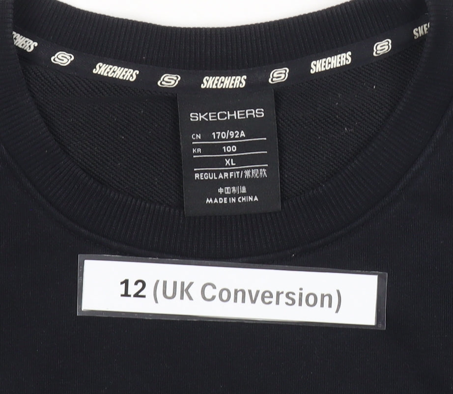 Skechers Womens Black Sweatshirt UK 12 Regular Fit Cotton Blend