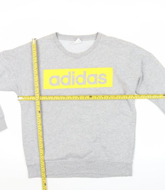 Adidas Women’s Grey Sweatshirt Medium Logo Crew Neck Long Sleeve