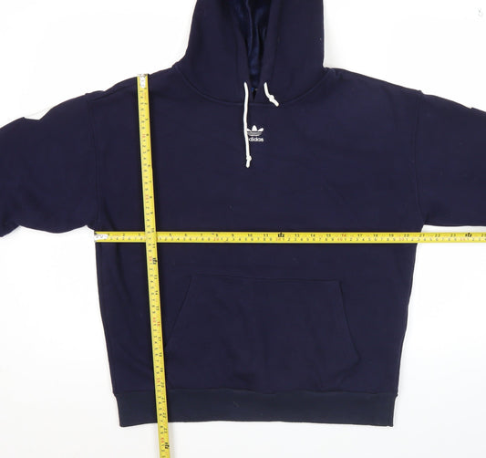 Adidas Men’s Blue Large Pullover Hoodie with Logo Graphic