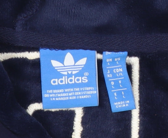 Adidas Men’s Blue Large Pullover Hoodie with Logo Graphic