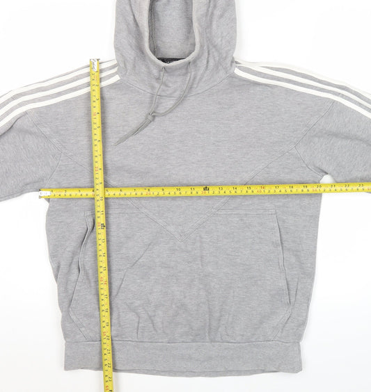Adidas Mens Grey Pullover Hoodie Size M Sports Casual Hooded Sweatshirt