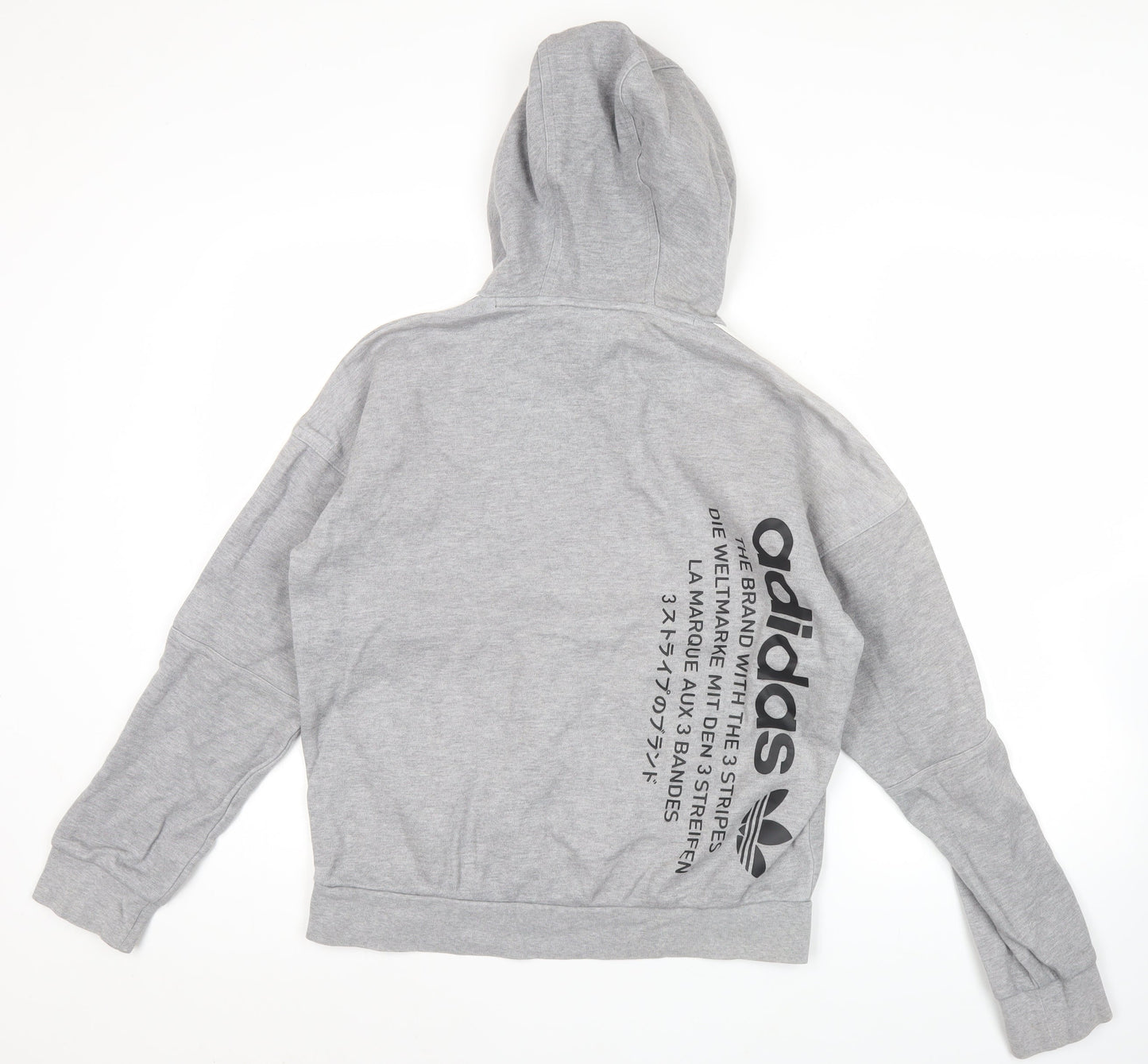 Adidas Mens Grey Pullover Hoodie Size M Sports Casual Hooded Sweatshirt