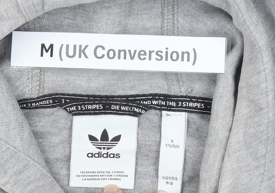 Adidas Mens Grey Pullover Hoodie Size M Sports Casual Hooded Sweatshirt
