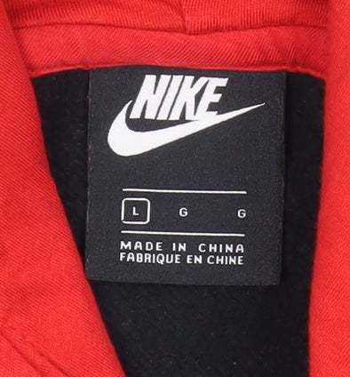 Nike Men's Black Red White Pullover Hoodie L Logo Sportswear