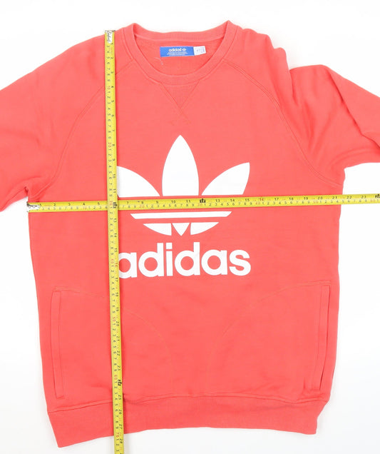 Adidas Mens Red Sweatshirt L Pullover Crew Neck Logo Sportswear