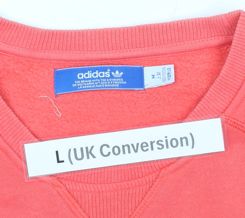 Adidas Mens Red Sweatshirt L Pullover Crew Neck Logo Sportswear