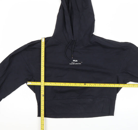 Fila Women’s Black Pullover Hoodie Size 8 Graphic Logo Hooded Sweatshirt