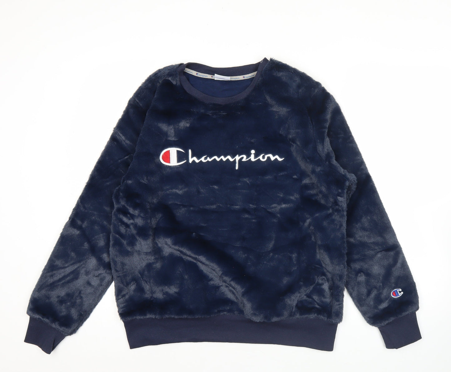 Champion Women Blue Pullover Sweatshirt Size L Fleece Logo