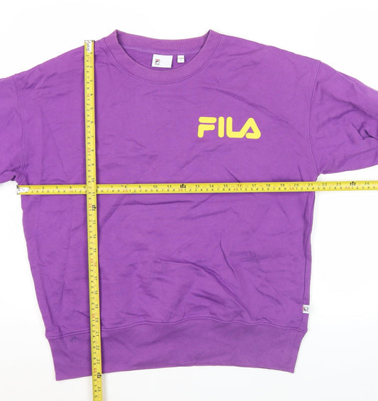 Fila Womens Purple Logo Sweatshirt Size 10 UK Crew Neck Pullover