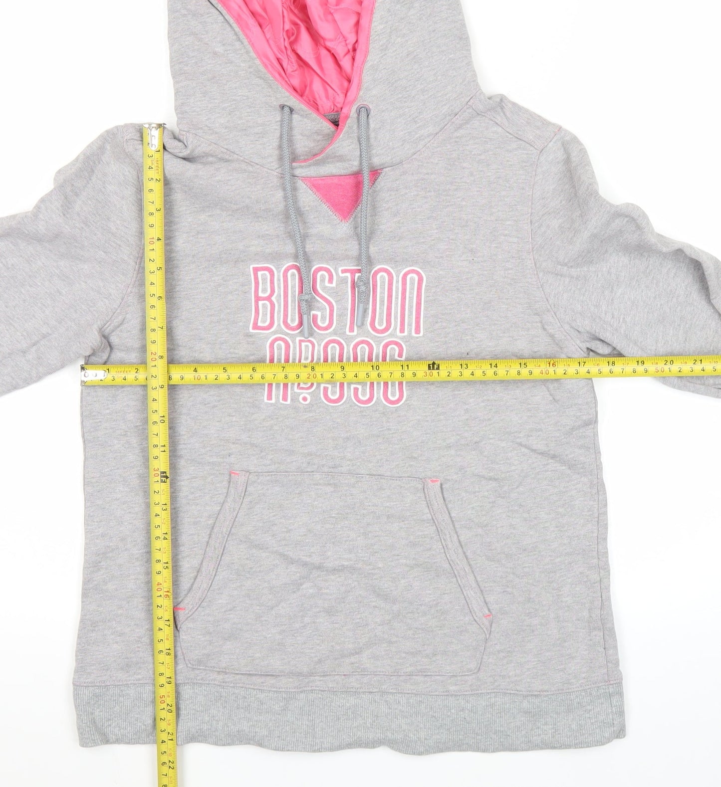 New Balance Womens Grey Hoodie L Boston Graphic Pullover