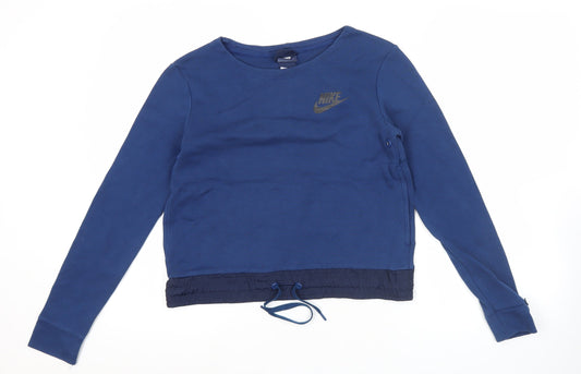 Womens UK S Regular Nike Blue Pullover Sweatshirt