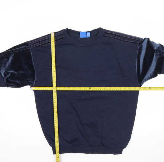 Adidas Womens Blue Pullover Sweatshirt Size 8 Logo Long Sleeve