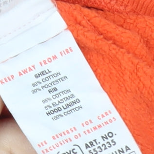 Puma Womens Orange Hoodie M Pullover Cotton Blend Logo Sportswear